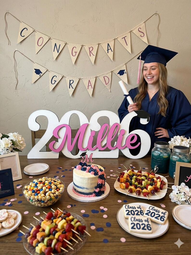 graduation sign class of 2026 wooden name sign black finish