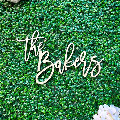 Last Name Wood Sign Wood Cut Out Large Wedding Backdrop Custom wooden name Word Cut Out Wooden Name Sign The Bakers Fast  USCA