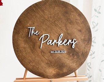 Wedding Guest Book Alternative Round Wooden Sign Personalized Last Name Sign Wedding Sign In Board Reception Decor