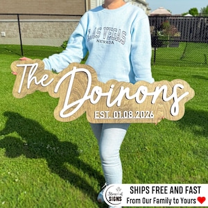 Custom Last Name Wedding Sign with Date, 3D Family Name Decor