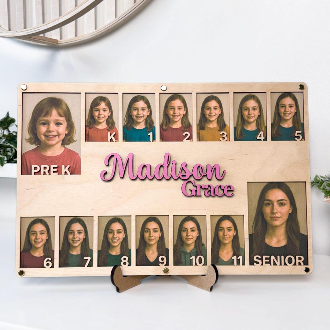 School Years Picture Frame Wooden K-12 Photo Frame Pre K to Graduation ...