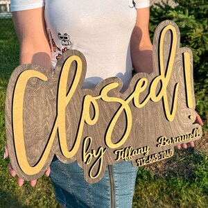 realtor closing sign personalized branding wood sign