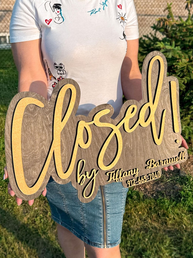 realtor closing sign personalized branding wood sign