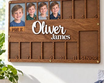 School Year Photo Frame K12 Picture Display Graduation Memory Board Through the Years Frame Pre K to12 School Memories