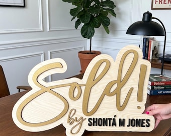 Sold Sign Realtor Closing Sign Custom Just Sold Wooden Prop Real Estate Office Decor - Easter Present Gift