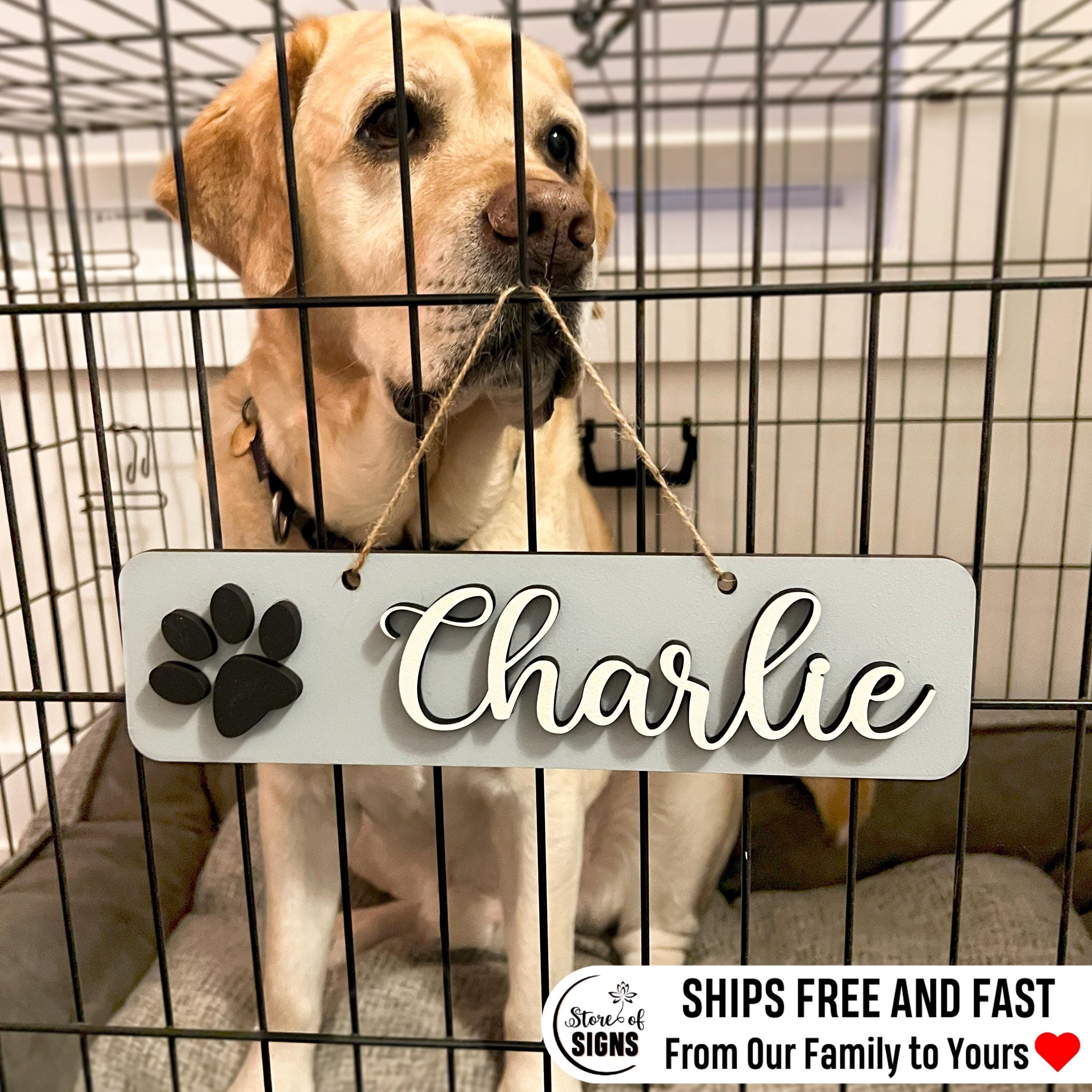 Dog Name Tag Wooden Personalized Crate Sign Custom Pet Name Plaque ...