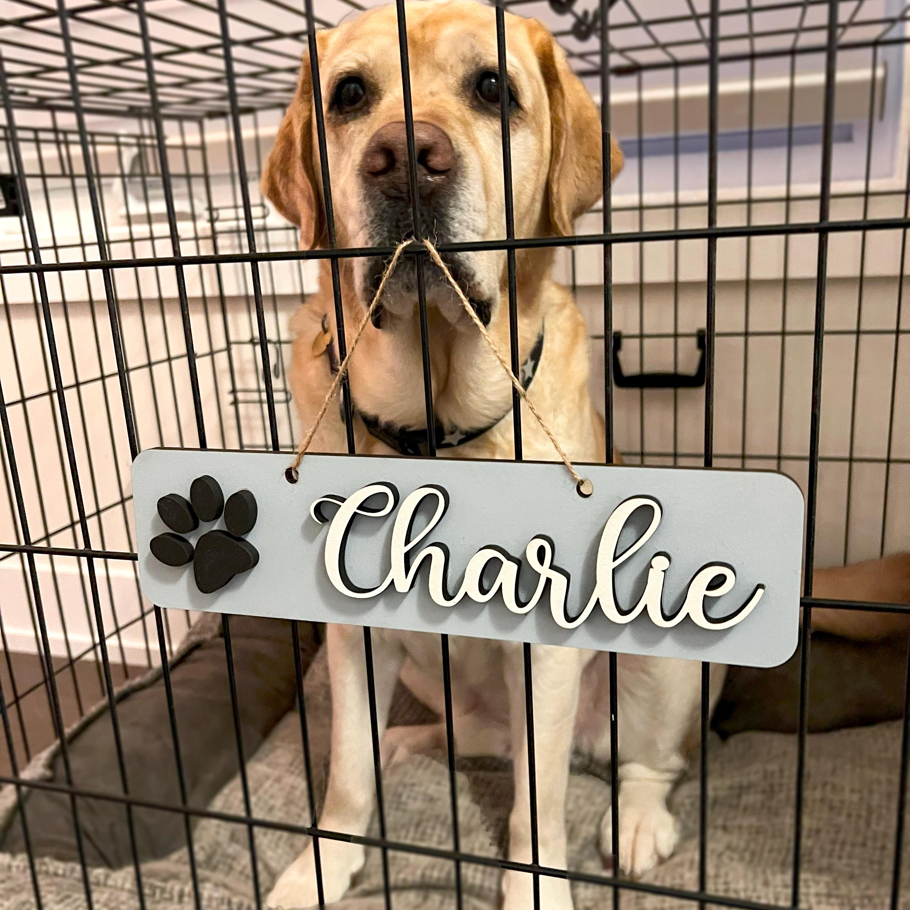 Dog Name Tag Wooden Personalized Crate Sign Custom Pet Name Plaque ...