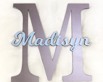 Wooden Wall Name Sign Custom Big Letters Nursery Decor Personalized Baby Room Capital Letter Sign