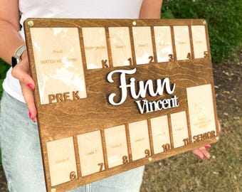 Kids School Picture Frame Wooden Photo Board Display