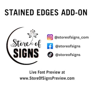 May include: Black and white logo for Store of Signs with a stylized flower and the text "Store of Signs". Social media handles are listed below the logo: @storeofsigns_com, @storeofsigns, and @storeofsigns. The text "Live Font Preview at www.StoreOfSignsPreview.com" is at the bottom of the image.