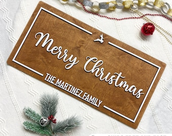 Personalized Merry Christmas Wood Sign - Family Name Holiday Decor