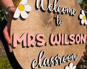 Personalized Teacher Sign – Custom Classroom Door & Desk Signs for Teacher Gifts Appreciation