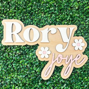 Daisy Name Sign, Nursery Name Sign, Daisy Nursery Decor, Baby Name Sign for Girl, Custom Wood Name Sign, Floral Nursery Decor Christmas Gift
