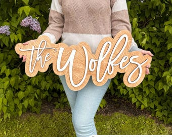 Wedding Last Name Sign Layered Wood Family Name Sign Personalized Established Date Reception Decor