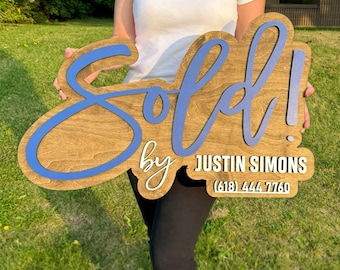 Realtor Sold Sign Wooden Real Estate Key Closing Day Photo Prop