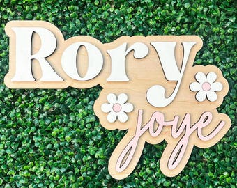 Daisy Name Sign Nursery Name Sign Daisy Nursery Decor Baby Name Sign for Girl Custom Wood Name Sign Floral Nursery Decor CAUS