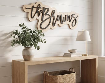 Family Name Sign Personalized Layered Wood Last Name Sign Established Date Custom Surname Home Decor