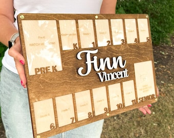 School Year Photo Frame K12 Picture Display Graduation Memory Board Through the Years Frame Pre K to 12 Wall Decor Christmas Gift for Parent