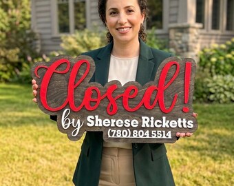 Realtor Sold Sign Wooden Closing Day Photo Prop Custom Real Estate Branding
