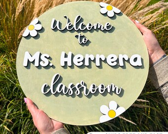 Custom Teacher Gift Door Sign 3D Teacher Sign Classroom Sign Teacher Name Pencil Door Hanger Christmas Door Sign Welcome Classroom Decor