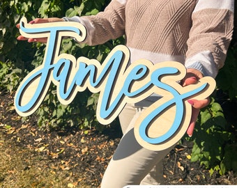 Custom Name Sign Personalized Wooden Name Sign for Nursery Baby Name Sign Wall Decor Wood Letters Baby Nursery Name Sign Sophia Oliver James