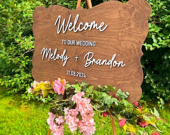Custom 3D Wood Wedding Welcome Sign: Rustic Signage