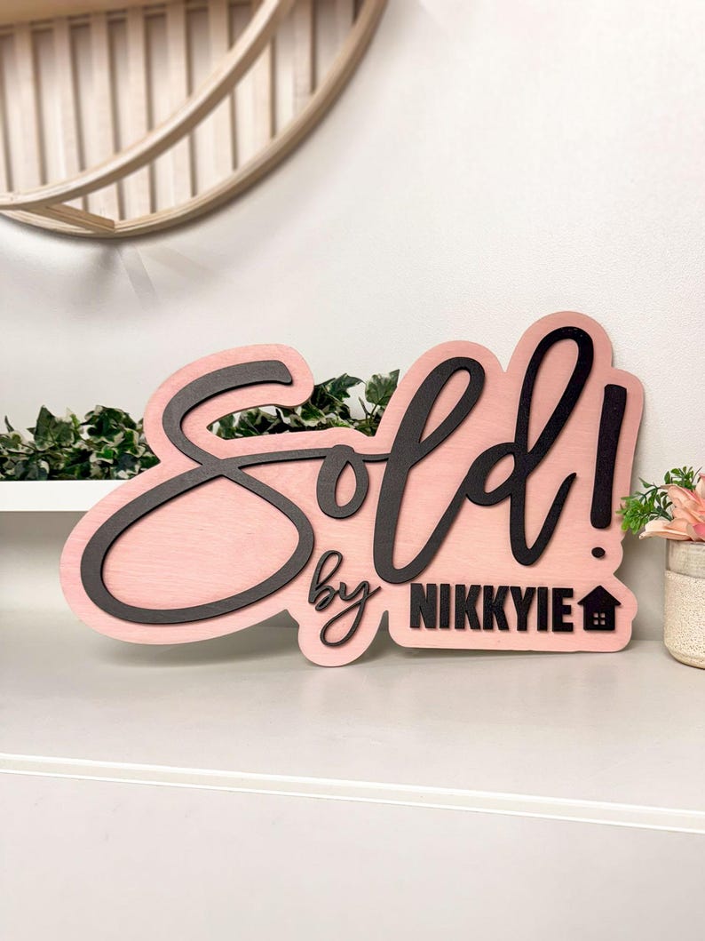 personalized realtor sign sold by name wood decor