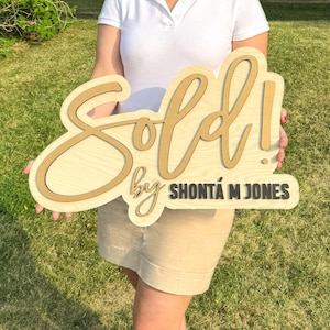 real estate closing sign personalized agent name wood