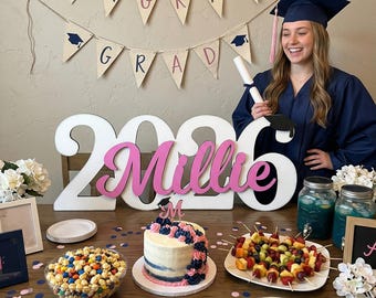 Senior 2026 Graduation Name Sign, Custom Wooden Centerpiece