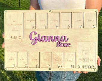 School Year Photo Frame K12 Picture Display Graduation Memory Board Pre K to 12 Wall Decor Christmas Keepsake