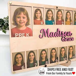 First Day of School Pre k to graduation school picture frame Guft Personalized School Years  Photo Display Board Last Day Kindergarten Grade