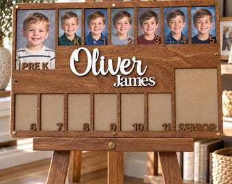 School Year Photo Frame K12 Picture Display Graduation Memory Board Through the Years Frame Pre K to12 Graduation Keepsake