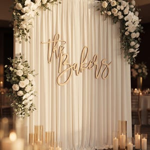 Last Name Wood Sign Custom Wedding Backdrop Large Wooden Name Cutout