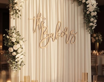 Last Name Wood Sign Custom Wedding Backdrop Large Wooden Name Cutout