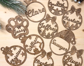 Personalized Wooden Christmas Ornament / Laser Cut Name Decor – USCA