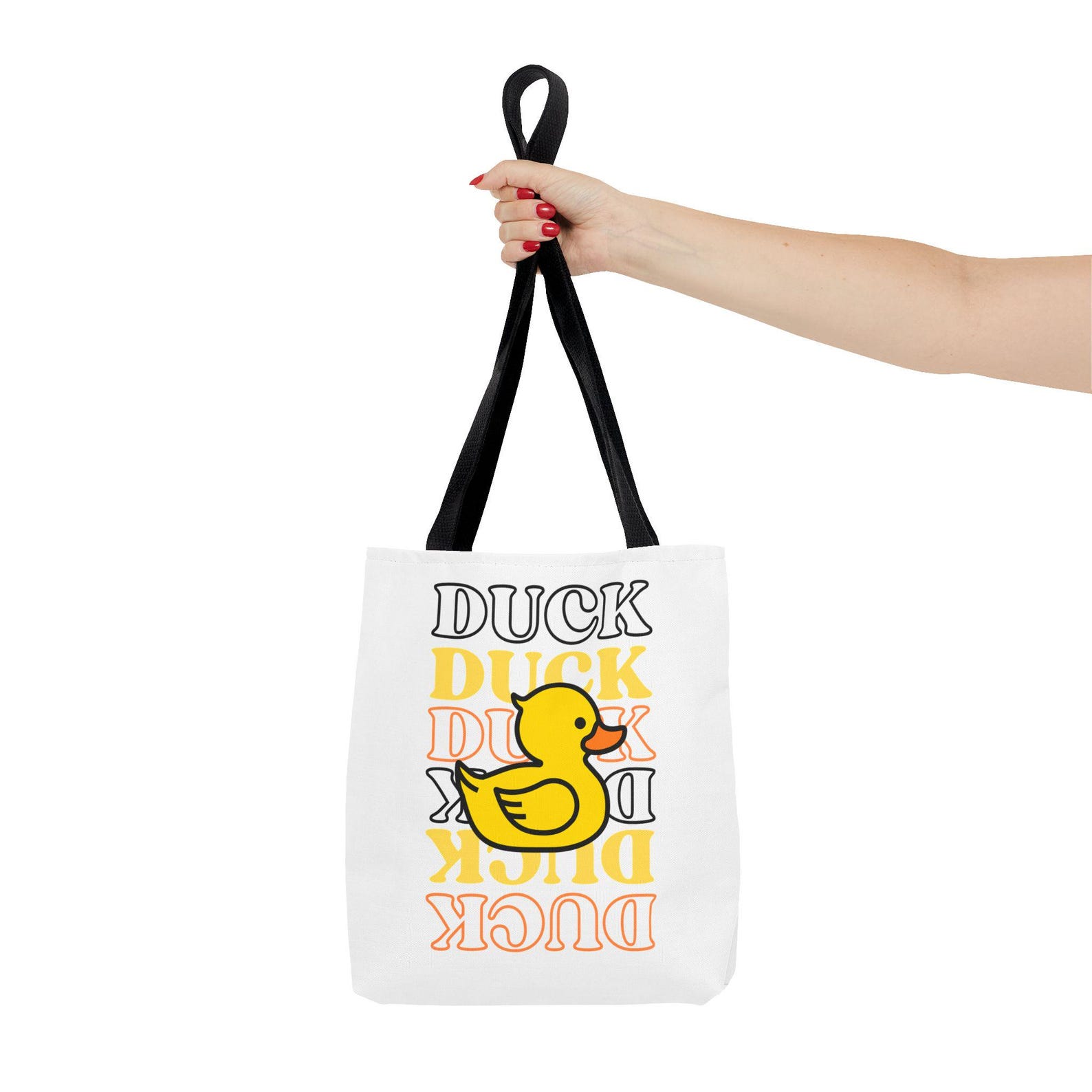 LANBAIHE Duck Duck Tote Bag - Funny Rubber Duck Canvas Tote For Grocery, Beach, Or Shopping (Red)