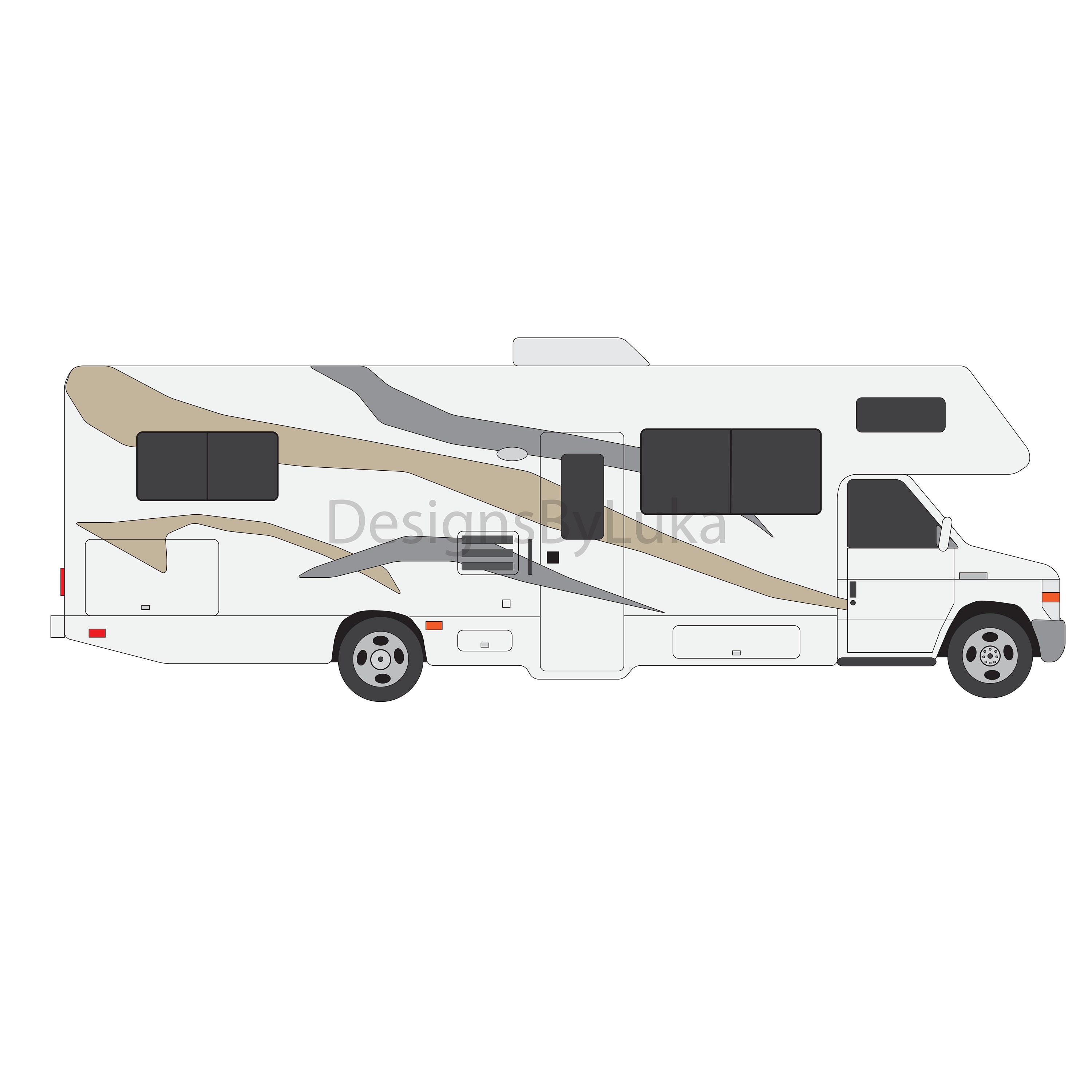 RV Drawing Motorhome Drawing Class C RV Campervan Van Etsy