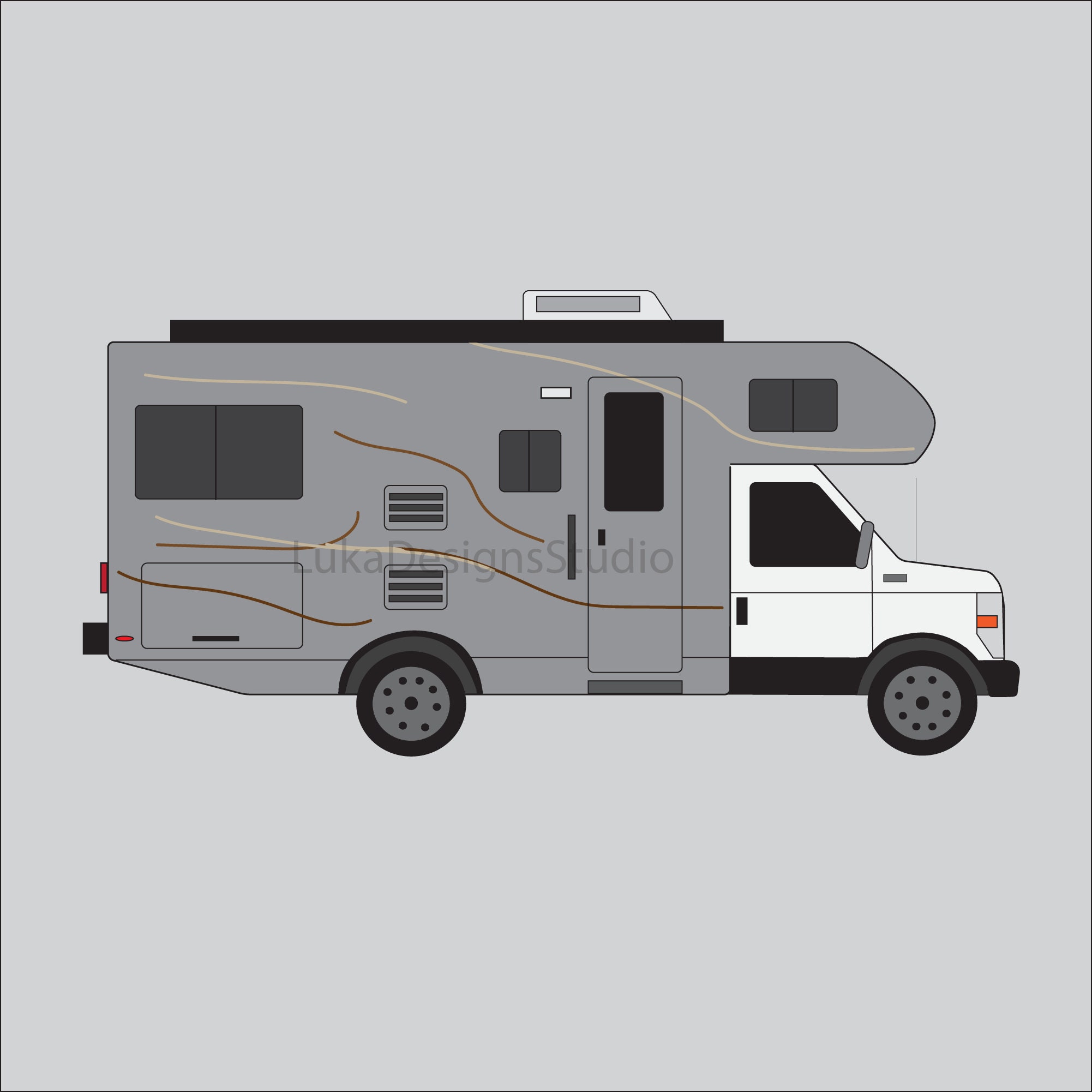 Rv Drawing Camper Drawing Class C Motorhome Campervan Rv Etsy | Sexiz Pix