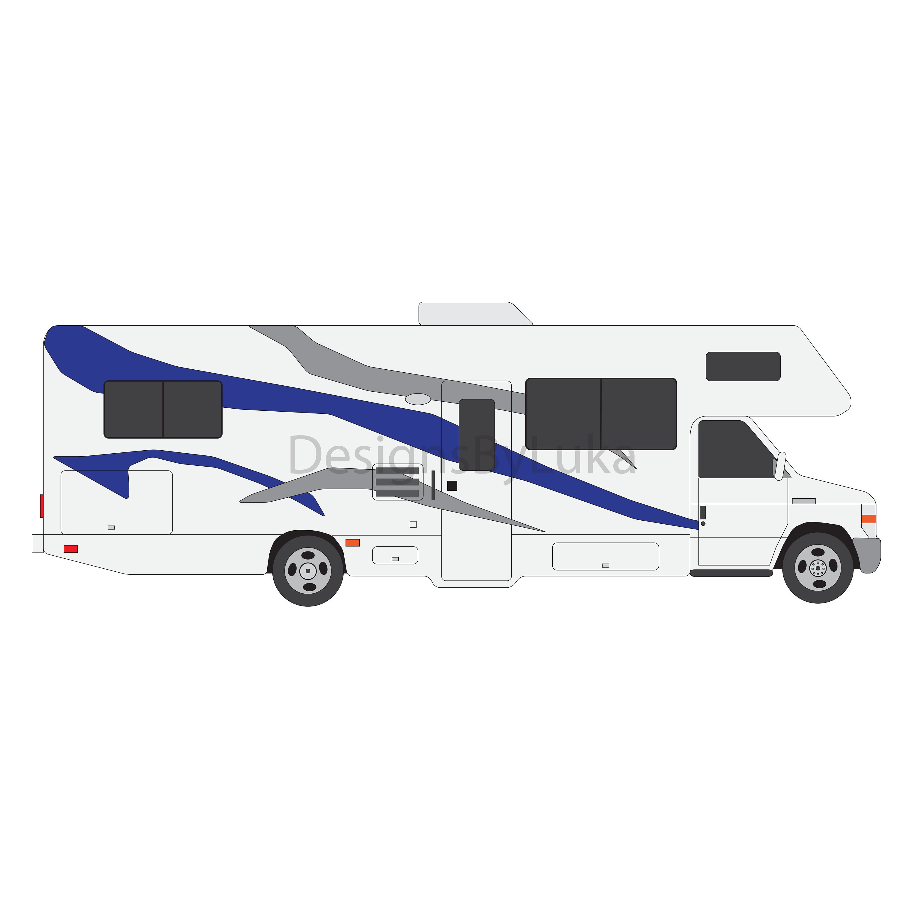 RV Drawing, Motorhome Drawing, Class C RV, Campervan, Van, Class C