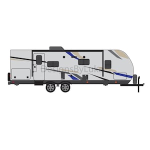 Custom Camper, Travel Trailer Drawing, Travel Trailer, RV, Camper, Towable Camper, RV Digital Drawing, Camping, Travel, RV Travel,