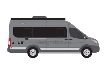 Van Life, Class B, Campervan, Ford Transit, RV Drawing, Camping