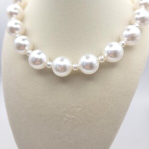 White Pearl Bead Necklace, Pink Pearl Bead Necklace, Vintage Pearl Strand Necklace, Large Pearl Necklace
