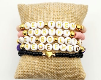 Customizable Inspiring Beaded Word Bracelet: Personalized Affirmation Jewelry, Let Them Bracelet