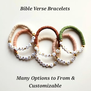 Bible Verse Beaded Bracelets, Word Bracelets, Faith Bracelets, Bible Verses, Faith Jewelry, Scripture Jewelry, Customizable, Joshua 1:9