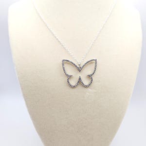 Silver Butterfly Pendant Necklace: Open Wing Design