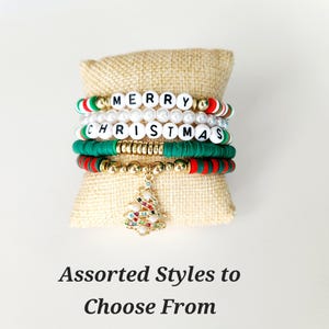 Christmas Charm Bracelet Set: Santa & Tree Holiday Jewelry