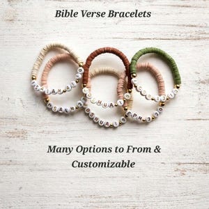 Bible Verse Beaded Bracelets, Word Bracelets, Faith Bracelets, Bible Verses, Faith Jewelry, Scripture Jewelry, Customizable, Joshua 1:9
