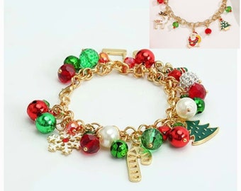 Christmas Charm Bracelet | Santa Charm Bracelet | Holiday Charm Bracelet|Christmas Jewelry