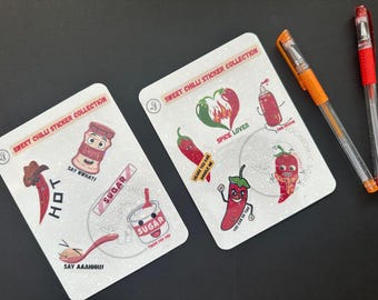 Holografisk söt chili-klistermärkeskollektion: Vattentäta vinyldekaler