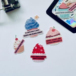 Cupcake stickers | cute dessert vinyl stickers | waterproof glossy food stickers for laptop, journal, water bottle